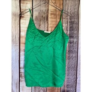 Scotch & Soda Satin Front Jersey Tank Pine Green Silky Cami Basic Size Small NWT